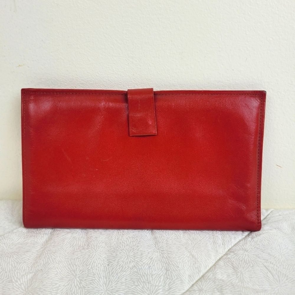 Prince Gardner Vintage Cowhide Red Leather Travel Wallet 70's clutch 4 1/2 X 8